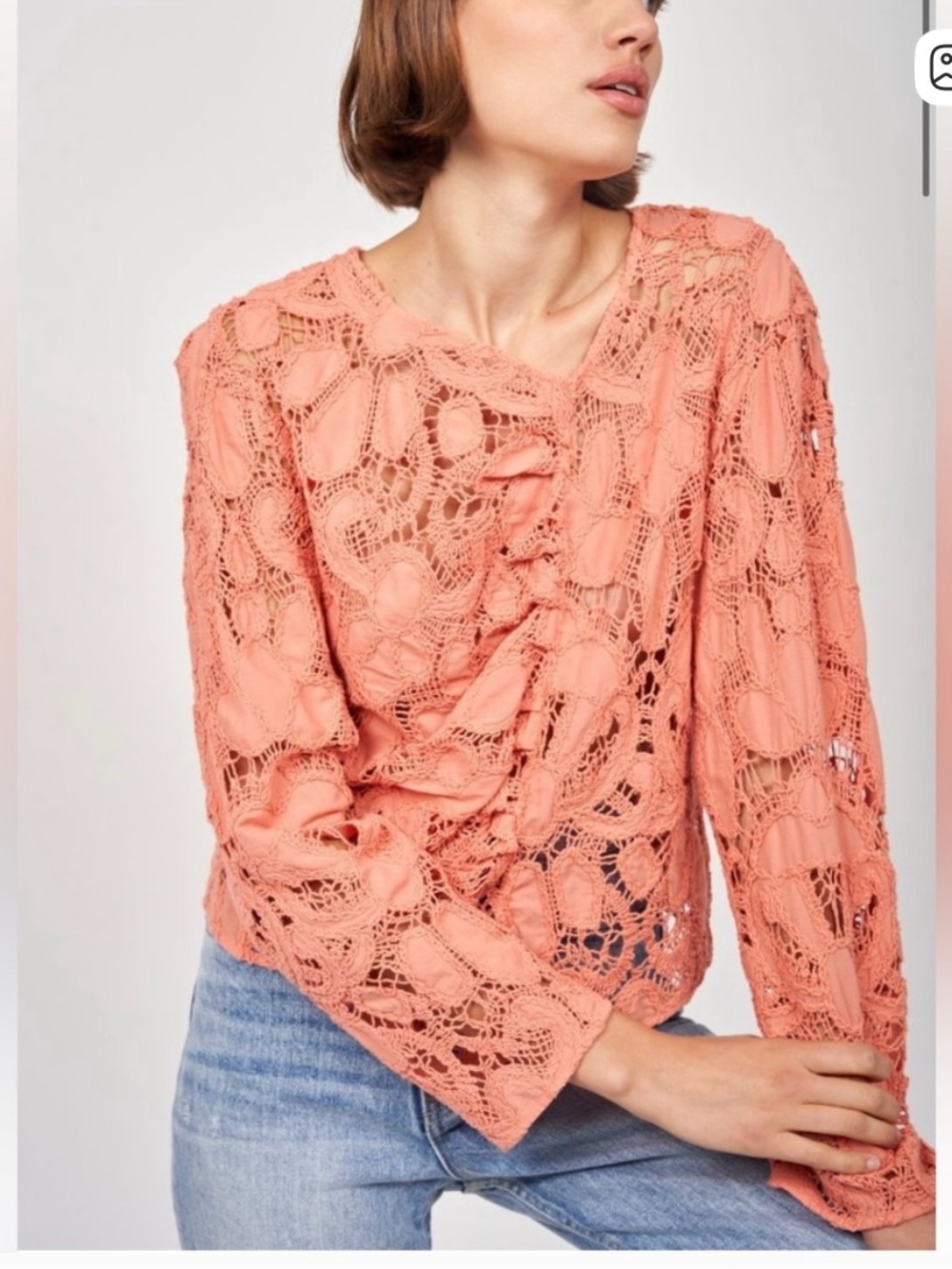 New Joie Leith cotton embroidered lace blouse size S in dusty dahlia color